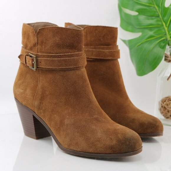 Sam Edelman Womens Lynne Boot Size 10 Camel Suede  Block Heel Ankle Strap Boho - Picture 12 of 12